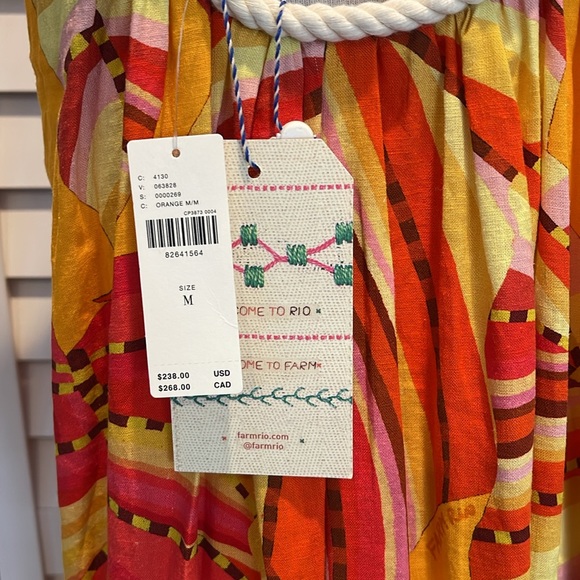 FARM Rio NWT Scoop Neck Maxi Dress in Orange/ yellow. - Picture 10 of 11